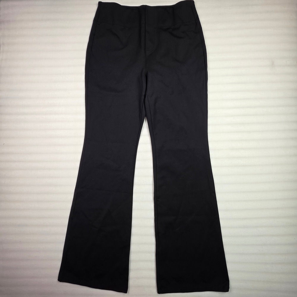 Halara Black High Waisted Flare Pants Tall Length Large Pull On Back Pockets